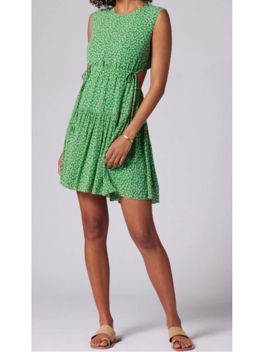 Green Joie Bea Mini Dress Greenbriar Multi  floral print tiered skirt S SMALL